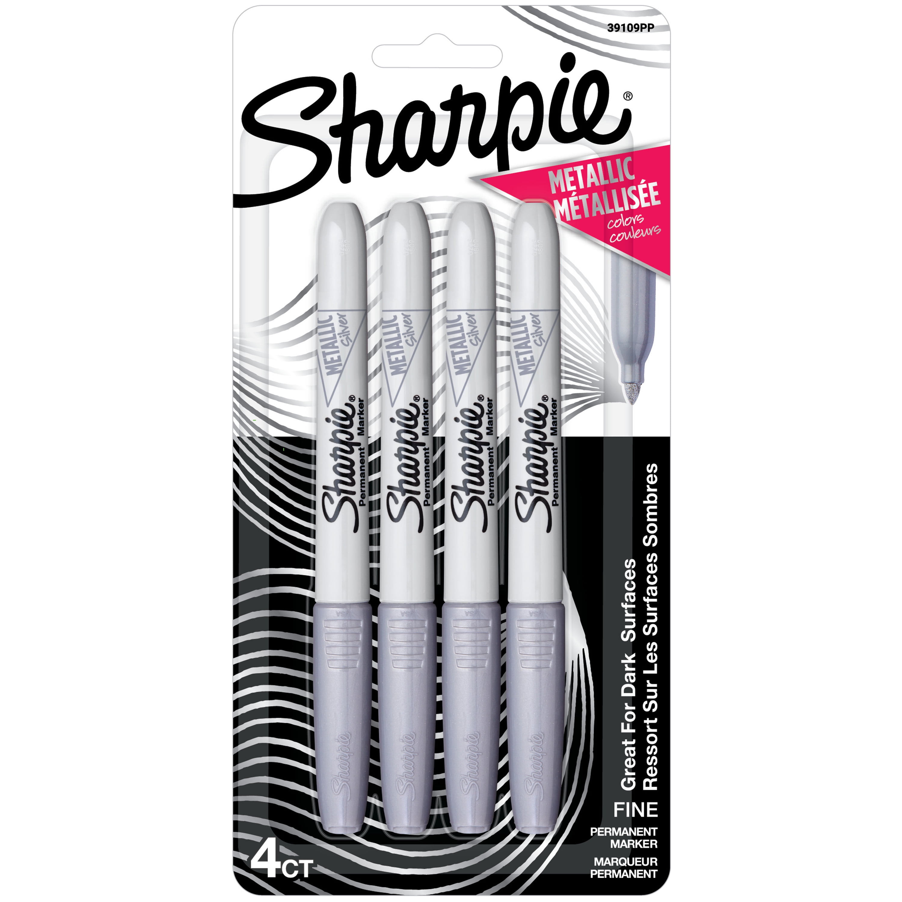 1 Blister Pack with Sharpie 39108PP Fine Point Metallic Silver Permanent Marker