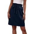 thumbnail image 2 of Women's Tie Waist Casual Skirt with Pockets, Ruffle Elastic Waist Solid A-Line Midi Skirt, Summer Casual Work Daily Skirt for Women 04-Navy M, 2 of 5