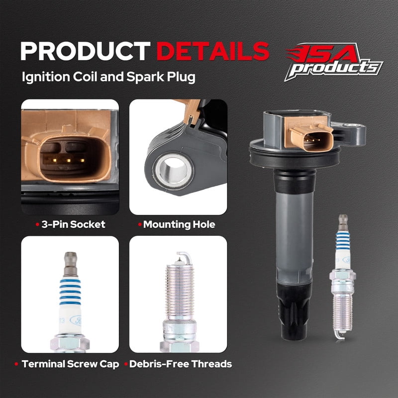 Set of 6 ISA Ignition Coils & 6 Motorcraft Spark Plugs for Ford F150 F-150 Flex Taurus Explorer Lincoln MKS MKT 2011-2017 3.5L Turbo  Replacement for UF646 SP534 SP580