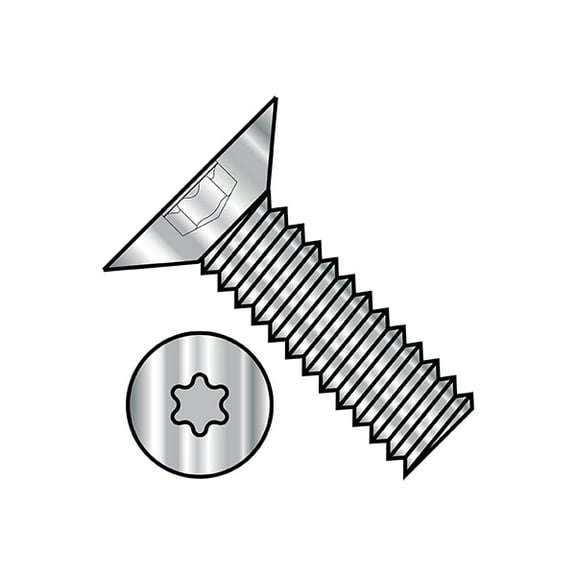#8-32 x 3/8 in Torx Flat Machine Screw, Plain Stainless Steel, 5000 PK