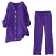 thumbnail image 2 of Conjunto de 2 piezas para mujer: pantalones anchos con cintura elástica y blusa de manga larga - Ropa informal para todas las estaciones - Poliéster, tallas S-XL, 2 of 5