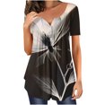 thumbnail image 2 of GaThRRgYP Womens Blouses and Tops Dressy,Womens Summer Casual V- Neck Hide Belly Short Sleeve T- Tunic Blouses Black XXL, 2 of 6