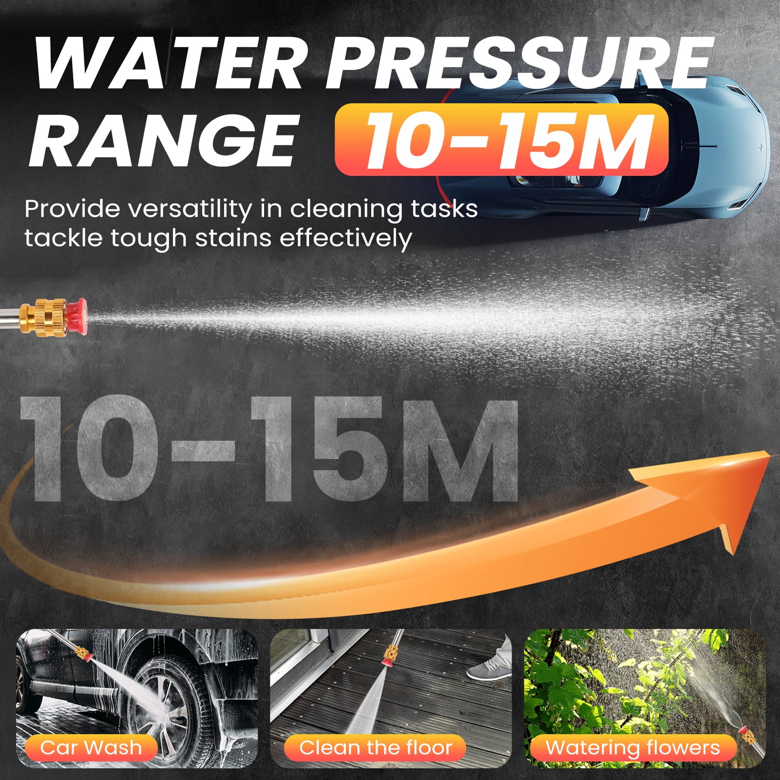 970PSI Cordless Pressure Washer, 2.2GPM Portable Power Washer with 6-in-1 Adjustable Nozzle, 2 Battery, Power Cleaner with 16.5ft Hose for Cars, Patios, Driveways