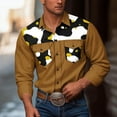 thumbnail image 2 of ZCFZJW Camo Western Cowboy Shirts for Men Casual Fall Long Sleeve Button Down Patchwork Stretch T-Shirts Loose Lightweight Collared Work Tops with Pockets Gold#02 XXXL, 2 of 7