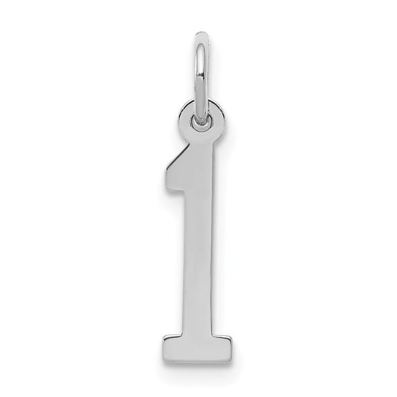 FB Jewels Sterling Silver Rhodium-plated Small Elongated Polished Number 1 Charm