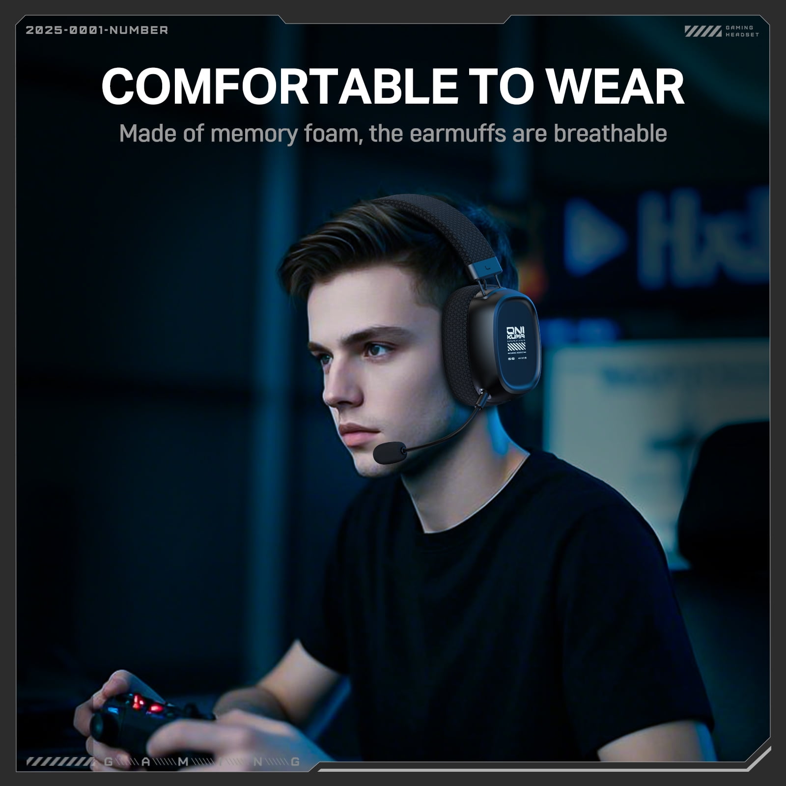Wireless Gaming Headset for PS5/PC/PS4/Nintendo Switch,2.4G/Bluetooth Gaming Headphones with Detachable Noise Canceling Mic/176g Lightweight/Surround Sound/Long Battery Life Black