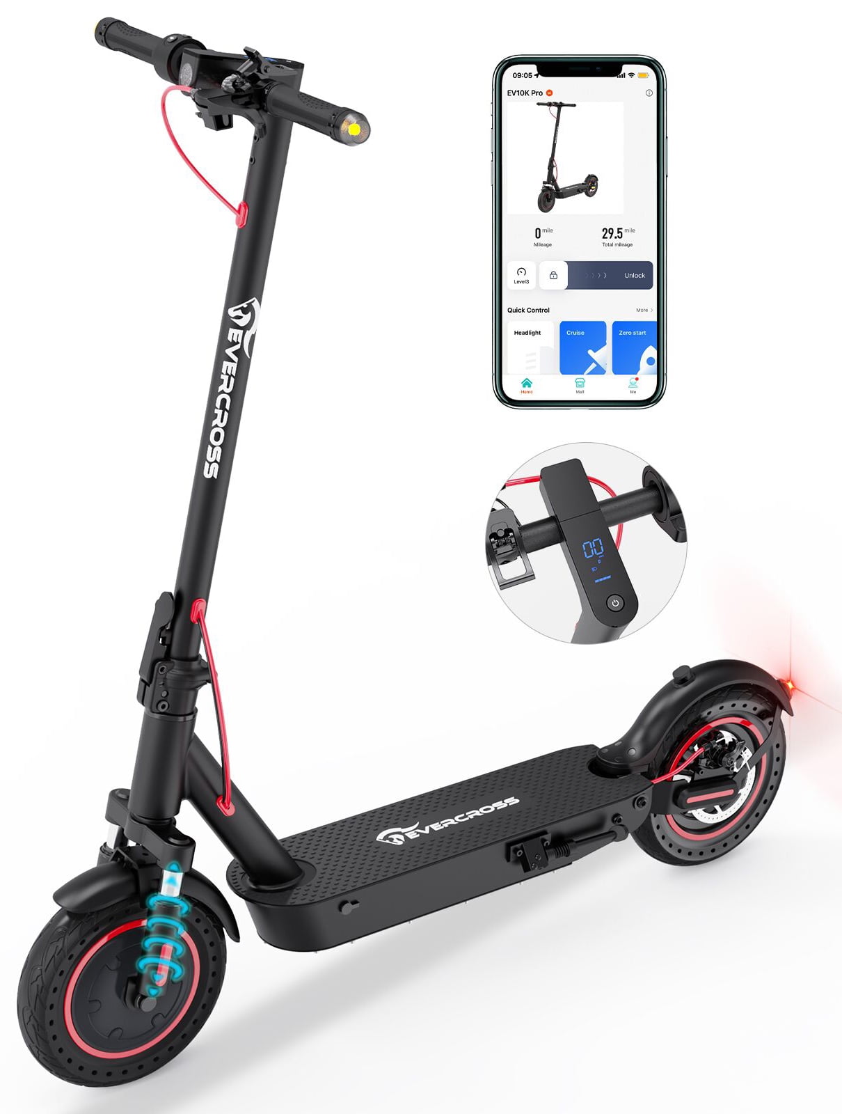 EVERCROSS Electric Scooter Adult, 10'' Solid Tires, 500w Motor up to 19 & 22 Miles, Dual Shock Folding Electric Scooter for Adult Commute - Walmart.com