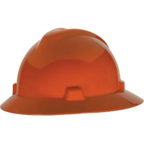 MSA V-Gard Slotted Hardhat Hat w/ Fas-Trac Suspension, Orange (3 Units)