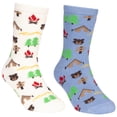thumbnail image 1 of Trespass Boys Casual Socks Camping - Mid Length, Comfort Fit, Ribbed Cuff, Patterned, 2 Pair Pack, Knitted, 64% Cotton 34% Polyester 2% Elastane, 1 of 2