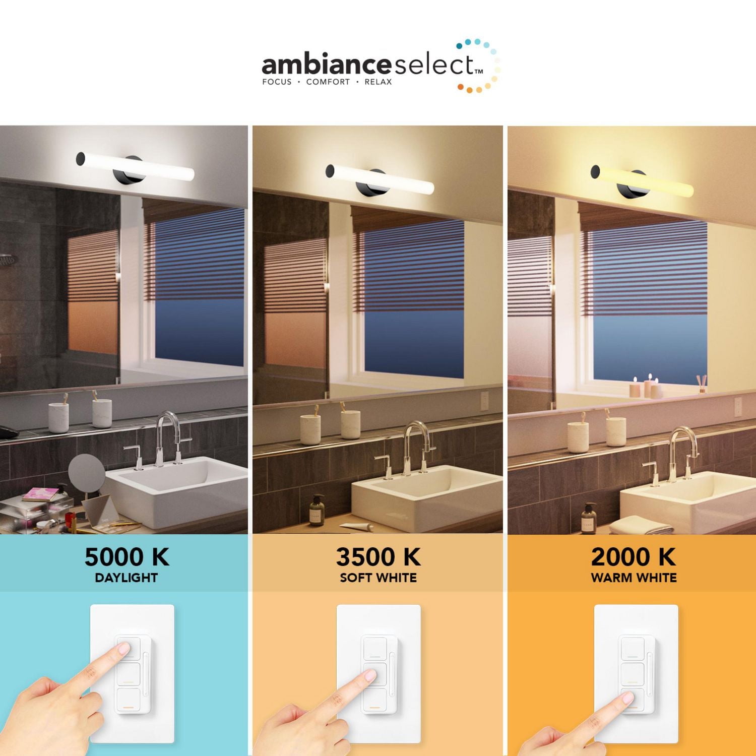 AmbianceSelectMC applique murale couleur ajustable noir de 24 po à DEL intégrée avec diffuseur en acrylique givré et télécommande murale avec gradateur, 91005759