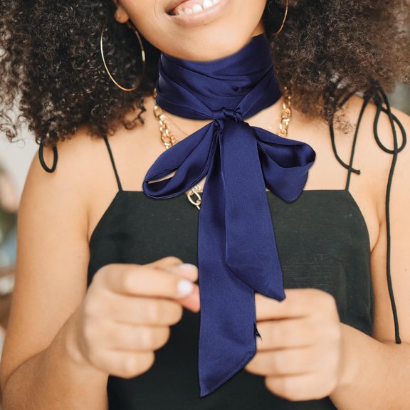 NICEXMAS Long Narrow Dark Blue Hair Tie Scarf for Women 1Set
