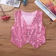 thumbnail image 5 of Sholeno Boys Girls Glitter Sequine Hip-hop Jazz Dance Vest Waistcoat Party Stage Performance Costume Pink 7-8, 5 of 7