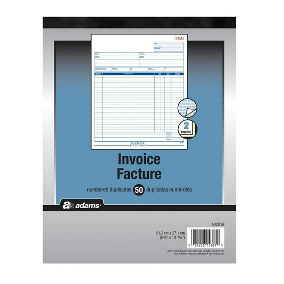 2 Part Invoice Book, Bilingual, 50 Sets