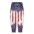 thumbnail image 3 of Pantalones Capri Casual Elastic Tie Waist Loose Long Independence Day Pantalones de Mujer con Bolsillos, 3 of 6