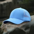 thumbnail image 3 of Falari Trucker Hat Baseball Cap Structured Plain Design 6 Panel, Adjustable Size - Sky Blue, 3 of 7