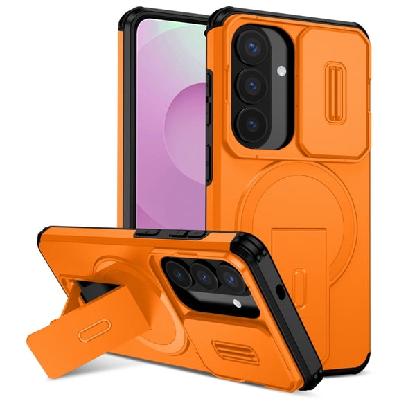 SELOZKE Compatible with Samsung Galaxy S26 2026 Orange Phone Holder, Magnetic Protective Phone Case
