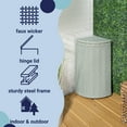 thumbnail image 5 of happimess Chloe 15.56-Gallon All-Weather Wicker/Metal Corner Hideaway Outdoor Trash Can for Package Delivery, Patio Furniture, Cushions, Gardening Tools, Pool Supplies, Mint Blue/White, HPM1200C, 5 of 9