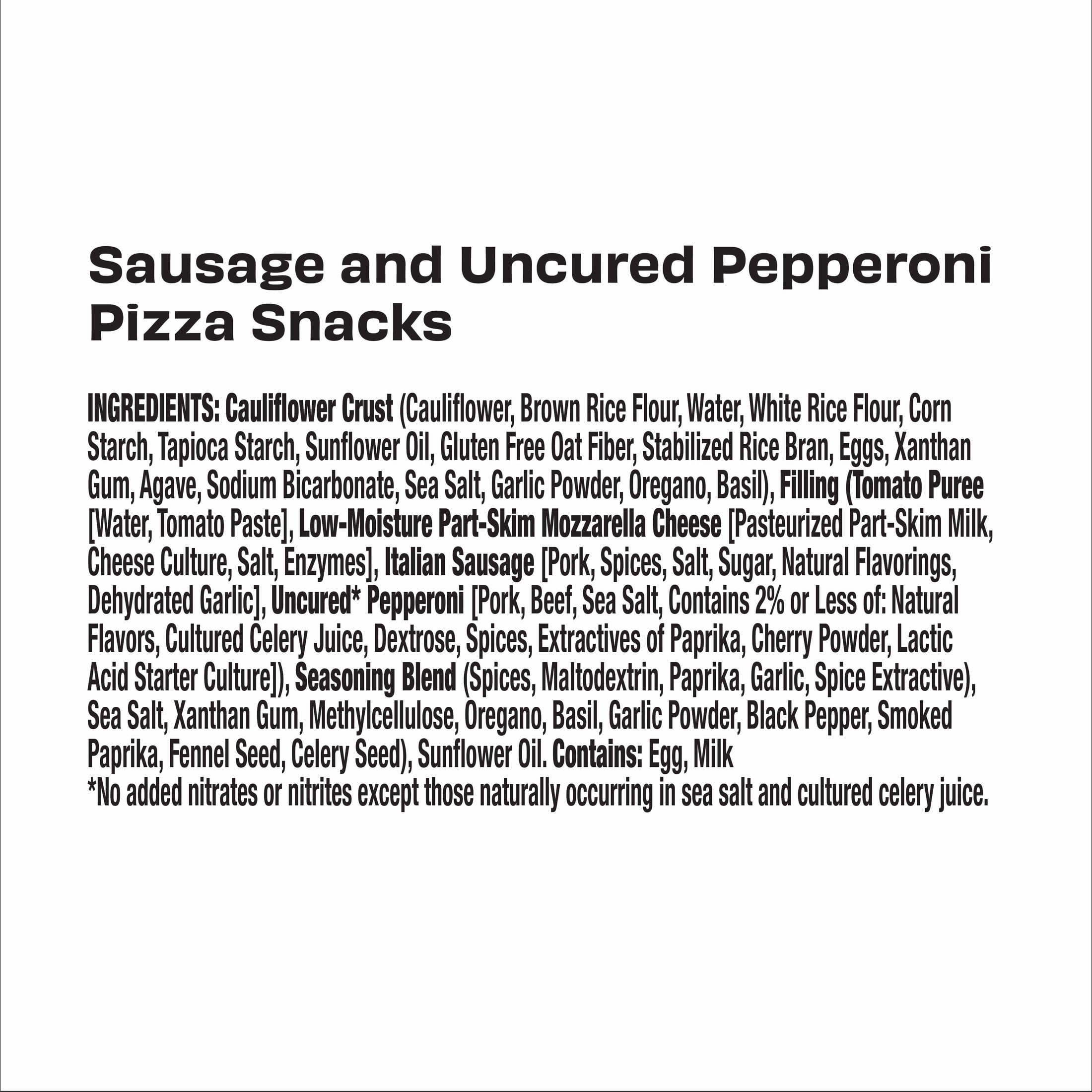 CAULIPOWER Sausage & Uncured Pepperoni Pizza Snacks, Frozen, Gluten Free, 7.5 oz