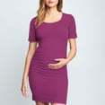 thumbnail image 2 of Zwiiyzr 2025 Women's Maternity Dress Solid Color Slim Short Sleeve Tank Dresses Scoop Neck Pregnancy Bodycon Dress for Casual Wear Hot Pink, 2 of 7