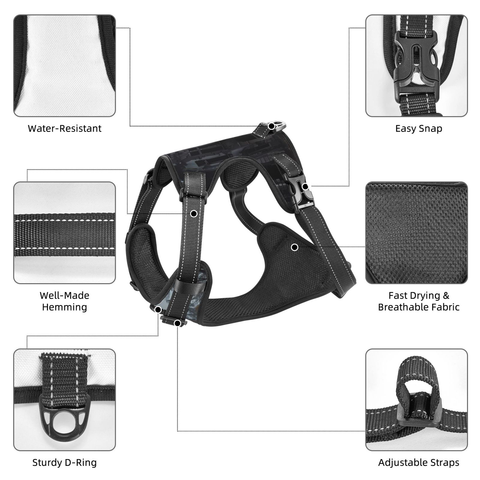 Vsdgher Gloomy Mansion Forest Scene Dog Harness, No-Pull Pet Harness, Dog Vest, Pet Vest for Small to Large Dogs-Small