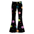 thumbnail image 2 of Girls Pants Size 10 Flare Pants Colorful Big Polka Dot Print High Waist Flare Pants, Retro Stretch Bell Bottom Casual Trousers Back To School Clothes Black, 2 of 4