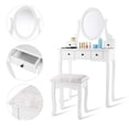 thumbnail image 3 of Patiojoy Removable Mirror Vanity Table Unit Makeup Set w/ Padded Stool & 5 Dawers White, 3 of 6