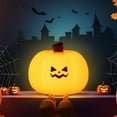 thumbnail image 5 of Uutvery Mischievous Grinning Pumpkin Night Light,Cute Halloween Decors, Led Pumpkin Lights with Feet Phone Holder Decorations,3 Levels of Brightness, Rechargeable Bedside Touch Lights, 5 of 8
