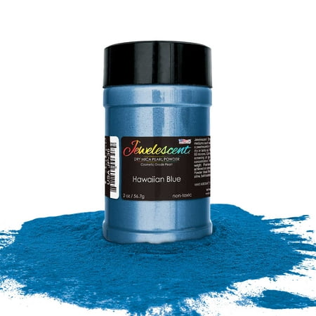 U.S. Art Supply Jewelescent Hawaiian Blue Mica Pearl Powder Pigment, 2 oz (57g) Bottle - Non-Toxic Metallic Color