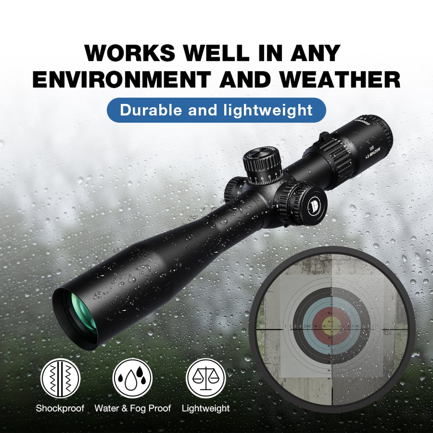 DISCOVERYOPT LHT 4.5-18X42 FFP MOA Side Parallax Adjustment Riflescope Illumination 30mm Tube