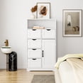 thumbnail image 3 of Modern White Wooden Storage Cabinet with Five Drawers and One Doors,Free-standing Cupboard for Kitchen/Living room/Bathroom Use, White, 3 of 8