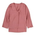 thumbnail image 3 of Baqcunre Long Sleeve Shirts For Women Women'S Solid V Neck Long Sleeve Casual Fashion Chiffon Shirt Top Chiffon Blouses For Women Workout Tops For Women Pink S, 3 of 4