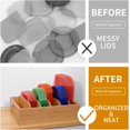 thumbnail image 5 of Bamboo Lid Holder Food Container, Kitchen Organizer with 5 Adjustable Dividers, Cabinet Organizer for Food, Kitchen Gadget, Container Lids (2pcs), 5 of 5