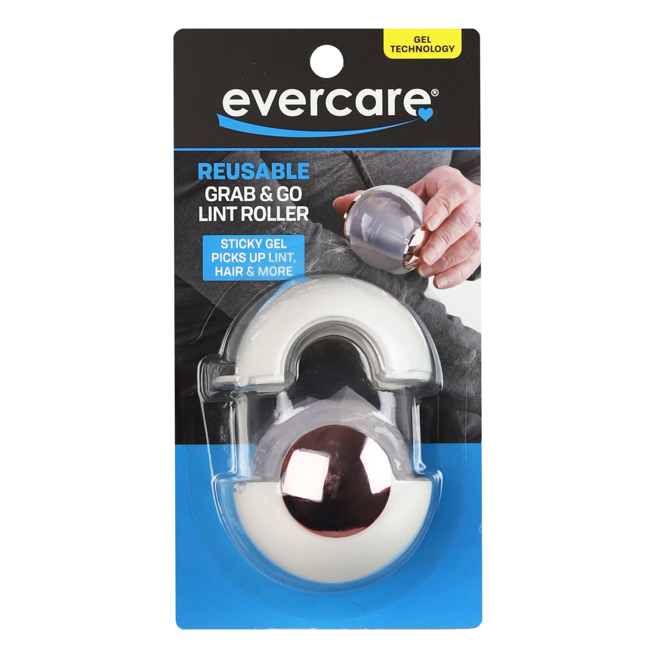 (3 pack) Evercare Grab & Go Reusable Washable Gel Lint Roller Ball for Clothes