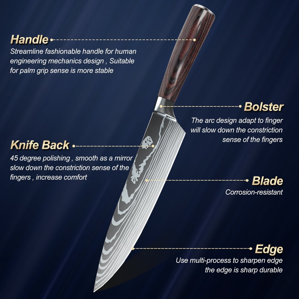 5-piece knife set professional chef knife set with gift box, high carbon stainless steel, perfect for home or restaurant holiday gifts