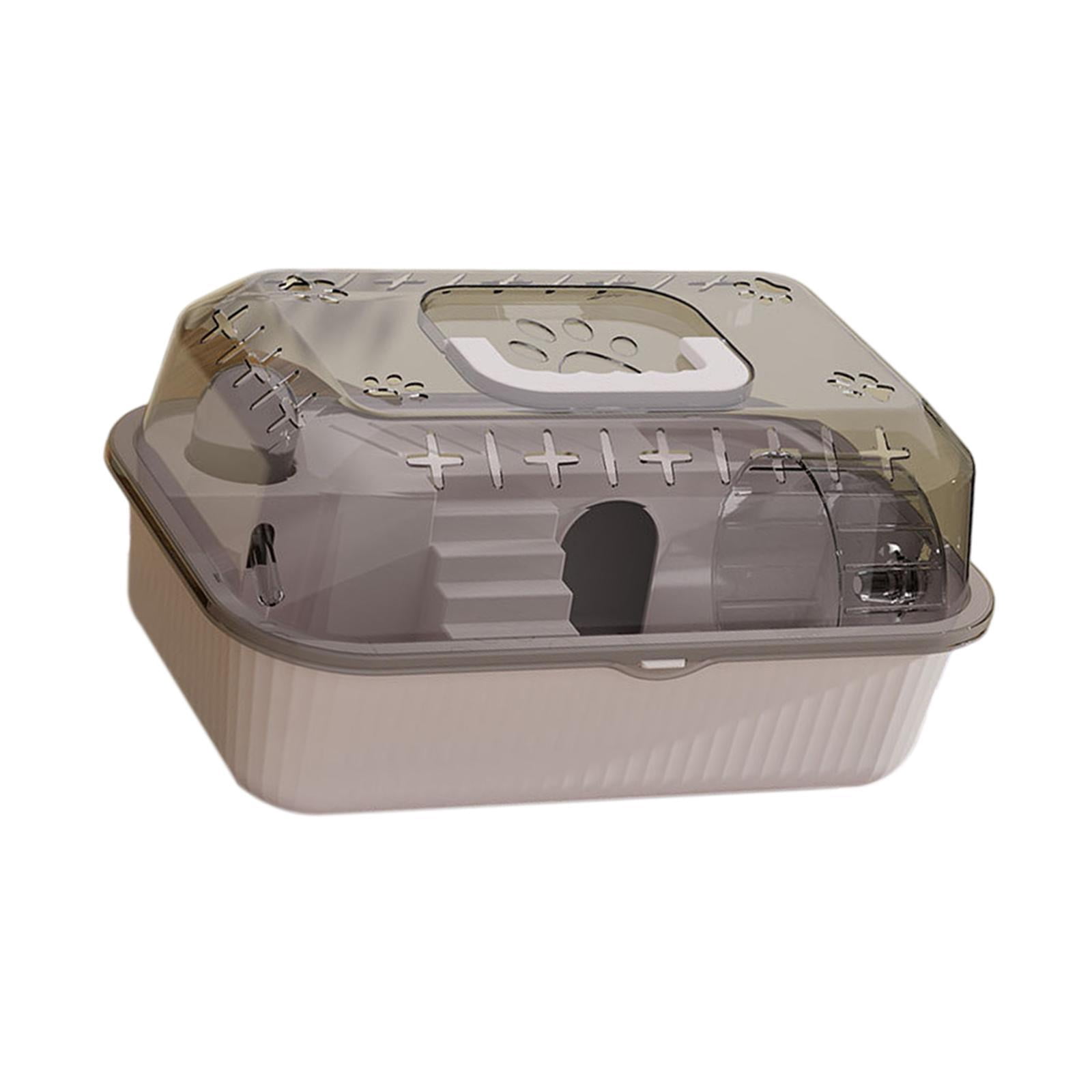 balikha Travel Transparent Hamster House Hamster Carry Case Cage Ventilation Portable Hamster Cage for Guinea Pigs Rats Small Animals Gray