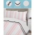 thumbnail image 4 of Quilts Twin Size Bedding Set, Pink Striped Lightweight Quilted Comforter, Farmhouse Aesthetic Modern Stripes Soft Reversible Bedspread Coverlet with Pillow Covers for All Season, 68" x 86", 4 of 7