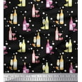 thumbnail image 1 of Soimoi Black Moss Georgette Fabric Bottle & Wine Glass Bar Print Sewing Fabric Yard 44 Inch Wide, 1 of 3