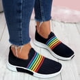 thumbnail image 4 of JINMGG Sneakers for Women Plus Clearance Women's Fashion Casual Rainbow Slip On Mesh Breathable Sport Sneakers Shoes Black 42, 4 of 7