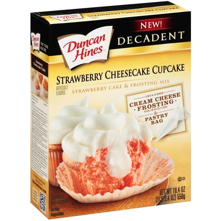 (3 Pack) Duncan Hines Decadent Strawberry Cheesecake Cupcake & Frosting Mix 19.4 oz