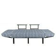 thumbnail image 3 of Ethnic Futon Couch, Squares with Stripes in Hand Drawn Style Hippie Geometrical Grid Tile, Daybed with Metal Frame Upholstered Sofa for Living Dorm, Loveseat, Navy Blue and Cream, by Ambesonne, 3 of 4