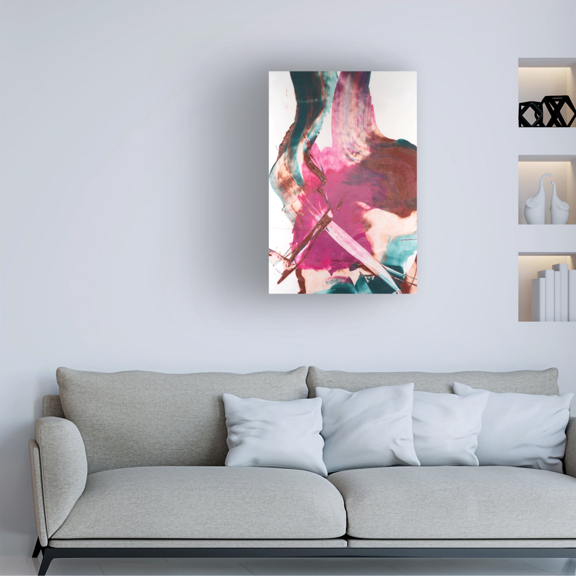 Canvas Wall Art - Ethan Harper 'Magenta and Patina V' Wall Art for Living Room, Bedroom, or Office Décor by Trademark Fine Art - 16 x 24 Inches