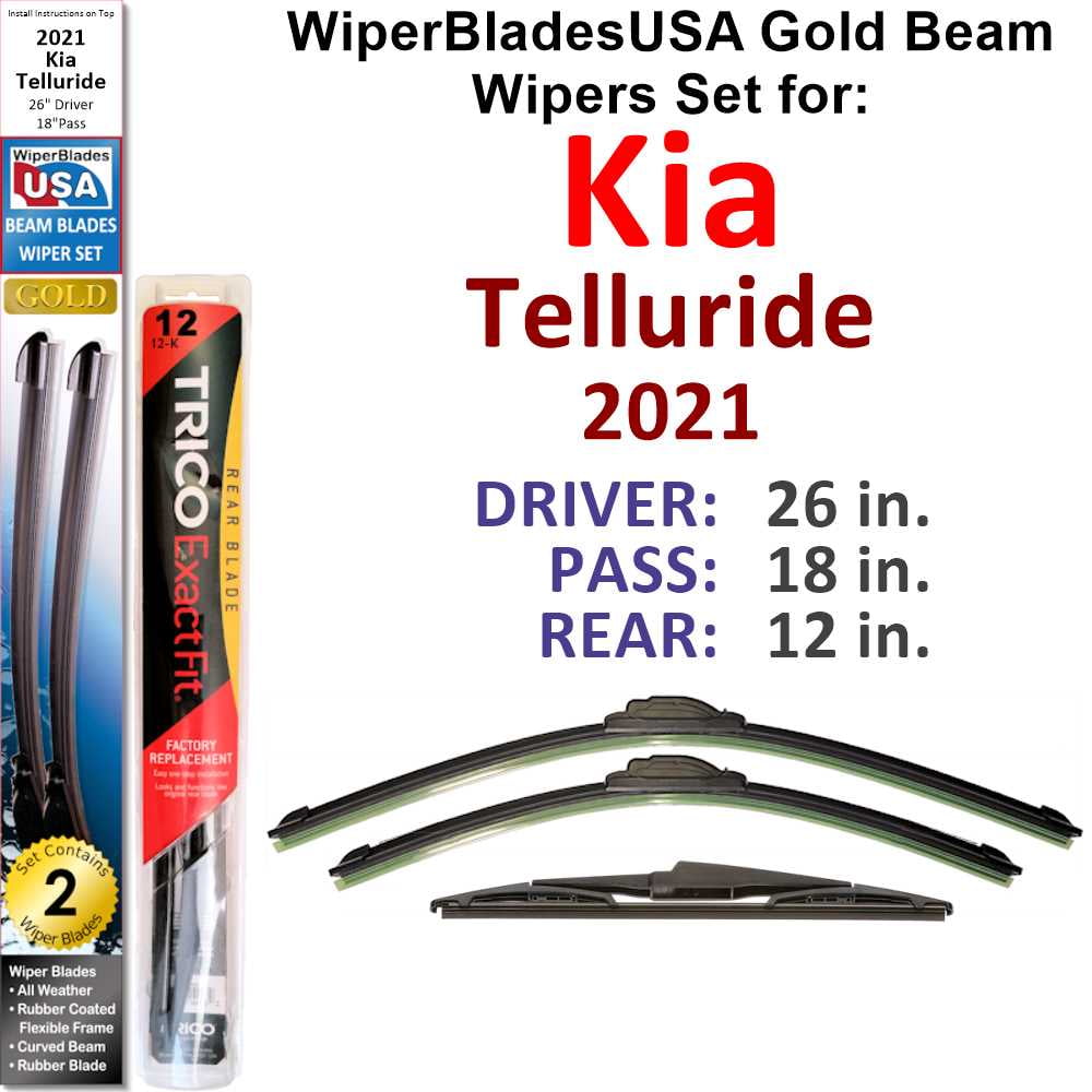 2021 Kia Telluride Beam Wiper Blades Wipers WBUSA (Set of 3) w/Rear