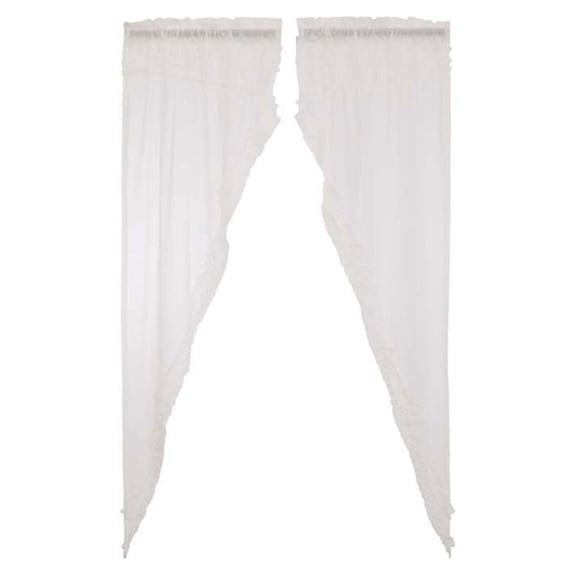VHC Brands April & Olive Ruffled Petticoat Long Panel Set, White (2 Panels)