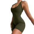 thumbnail image 2 of sunsanly U-Neck Sleeveless Racer Back Ribbed Yoga Jumpsuit Solid Color High Elastic Bodycon Jumpsuit Activity Streetwear, 2 of 8