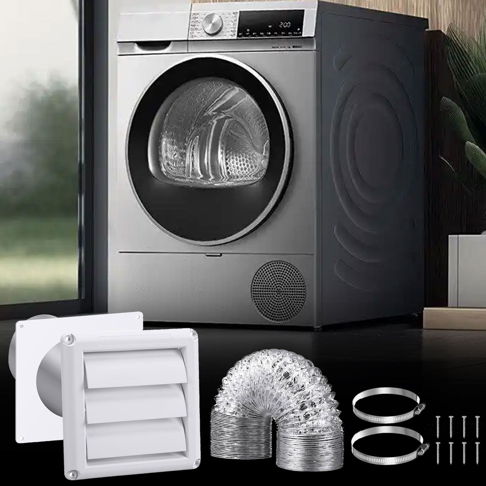 4Inch Dryer Vent Hose Connectors Wall Ducting Extracts Valves Duct Grills Cover Dryers Vent Wall Plate With Hoses