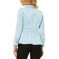 thumbnail image 3 of MODA NOVA Juniors Notched Lapel Long Sleeve Button Denim Jacket with Pockets, 3 of 6