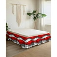 thumbnail image 2 of Abstract Geometric Bed Skirt California King Size 18" Drop Red Gray Gradient Waves Contemporary Ruffled Wrap Around Bed Skirts Adjustable Elastic Bedskirt Dust Ruffle for California King Size Bed, 2 of 7