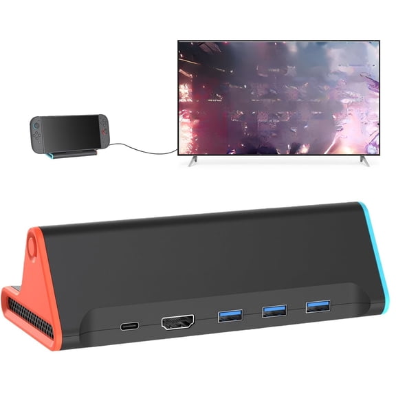 Switch 2 Dock, Portable TV Docking Station for Switch 2 Replacement with 4K/60Hz Adapter/Type C Port/3 USB3.0 Port/Mode Conversion for Switch 2 ONLY