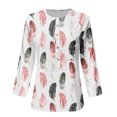 thumbnail image 5 of Womens Shirts Short Sleeve Casual Tops Fashion Printing Buttons O-Neck Medium Sleeve Blouse T-shirt, 5 of 5