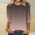 thumbnail image 3 of Scyoekwg Fall Fashion for Women Long Sleeve Tops Cewneck Three Quarter Length Sleeve Blouse Loose Lightweight Gradient Color Graphic Tee Vintage Fall Clothes Casual Blouses, 3 of 4